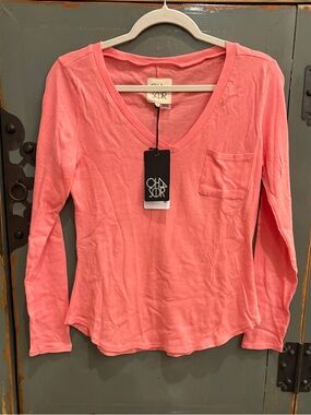 Chaser Long Sleeve V Neck Cotton Tee Shirt - NWT
